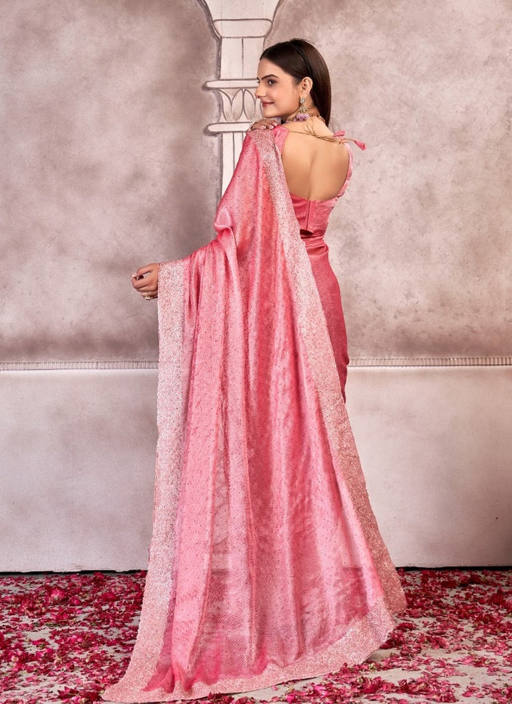 Lassya Fashion Barbie Pink Sitar Silk Saree for Party and Wedding Wear