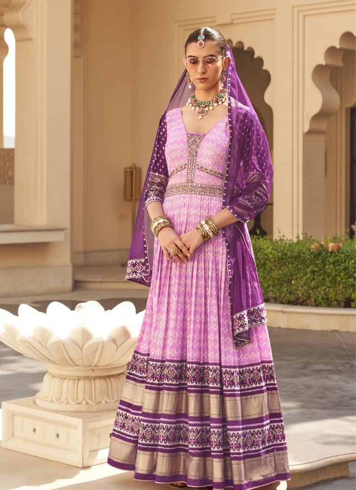 Lassya Fashion Lavender-2 Couple Matching Color Wedding Gown and Kurta Set