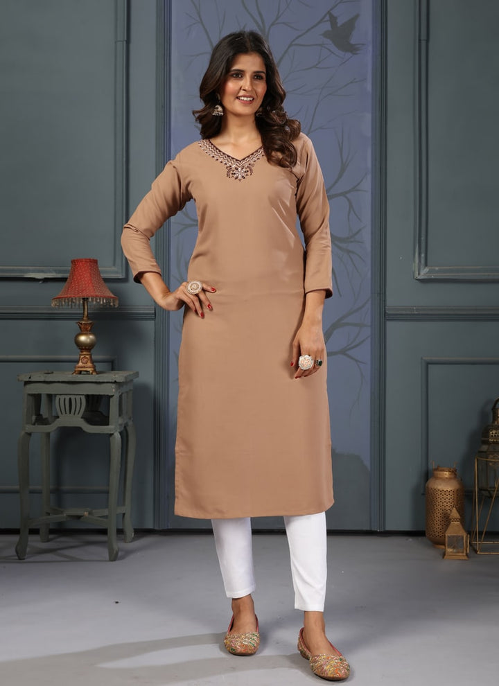 lassya Fashion Beige Maaza Cotton Handwork Straight Salwar Suit