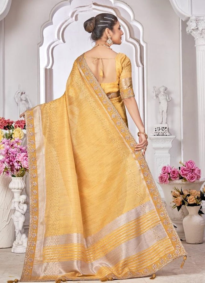 lassya Fashion Yellow Wedding Wear Saree with Dayed Work