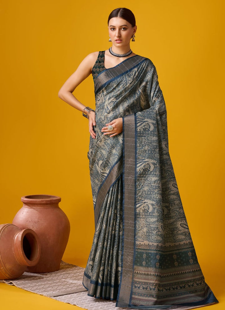 lassya Fashion Black-2 Festive Wear Cotton Digital Saree