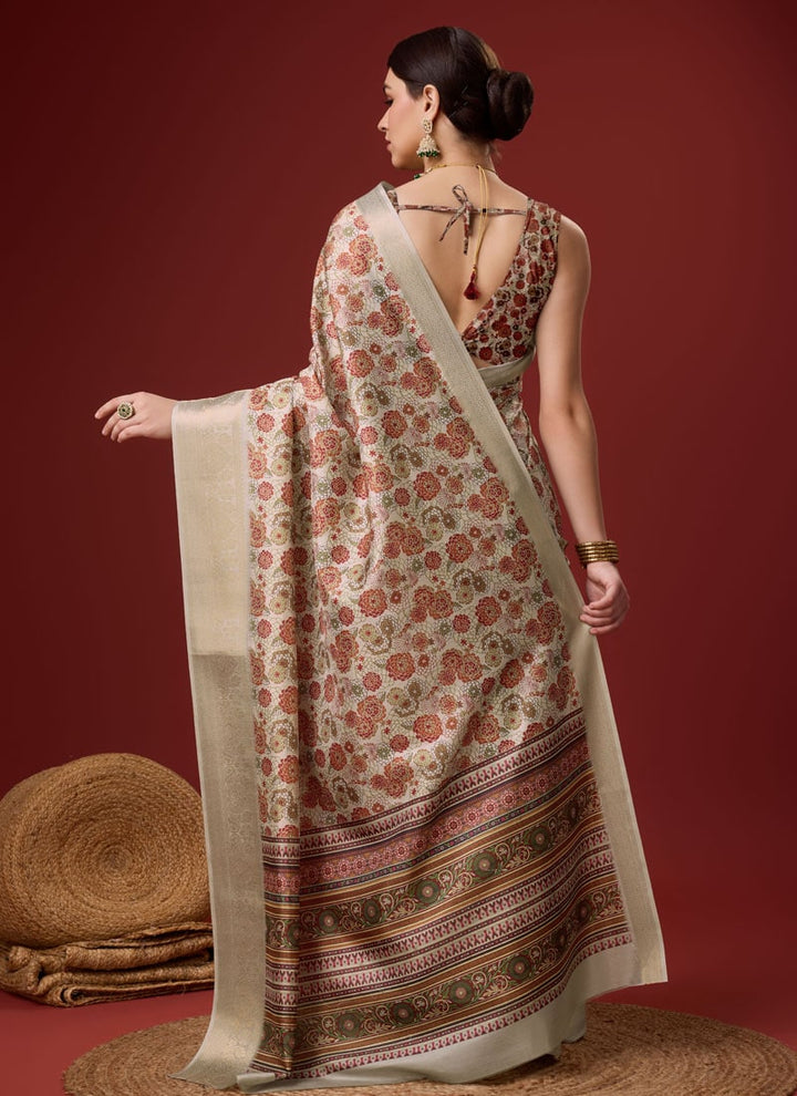 lassya Fashion Brown Festive Wear Cotton Digital Saree