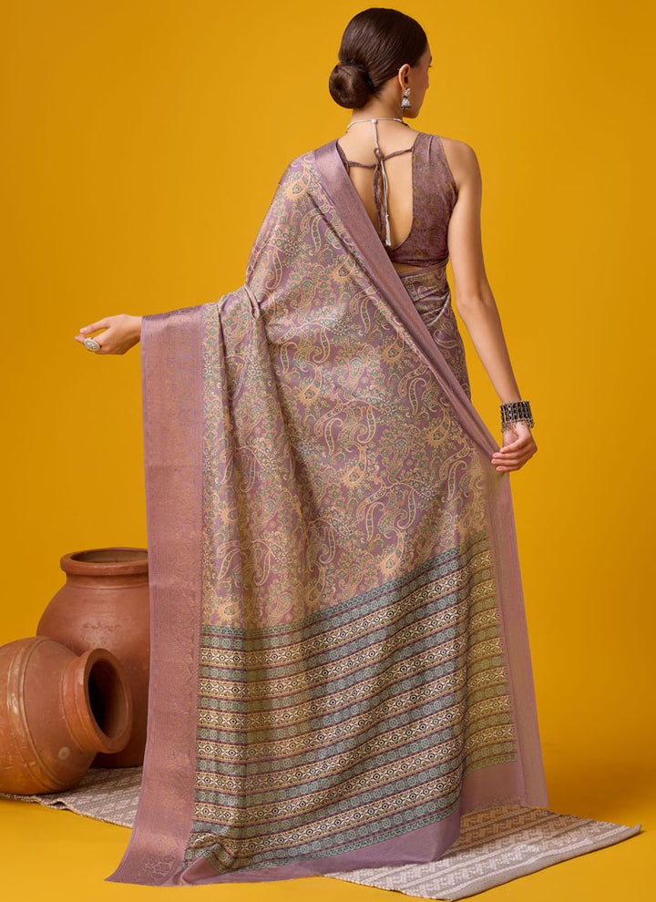 lassya Fashion Mauve Pink Festive Wear Cotton Digital Saree