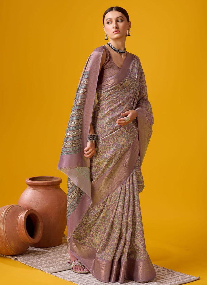 lassya Fashion Mauve Pink Festive Wear Cotton Digital Saree