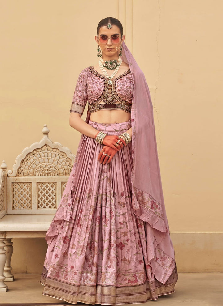 Lassya Fashion Mauve Pink Couple Wedding Lehenga and Sherwani Set