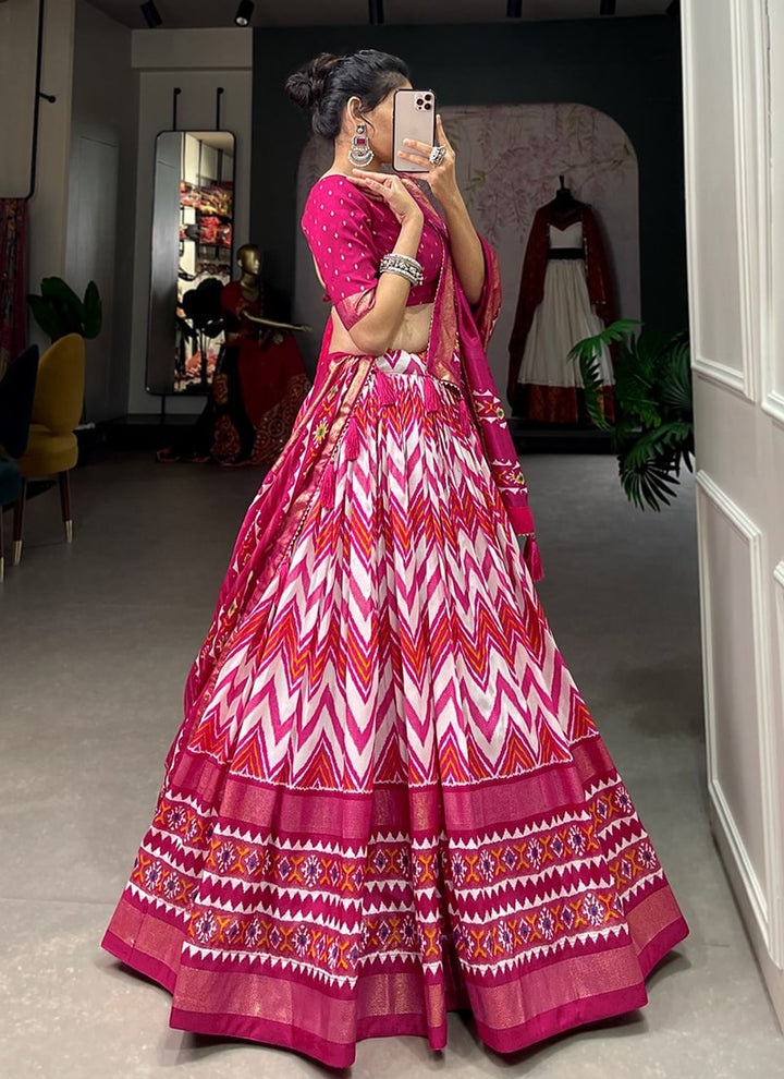 lassya Fashion Pink Designer Tussar Silk Lehenga with Foil Print