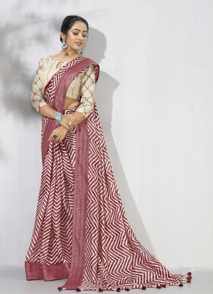 lassya Fashion Mauve Printed Dolla Silk Saree with Leheriya Print