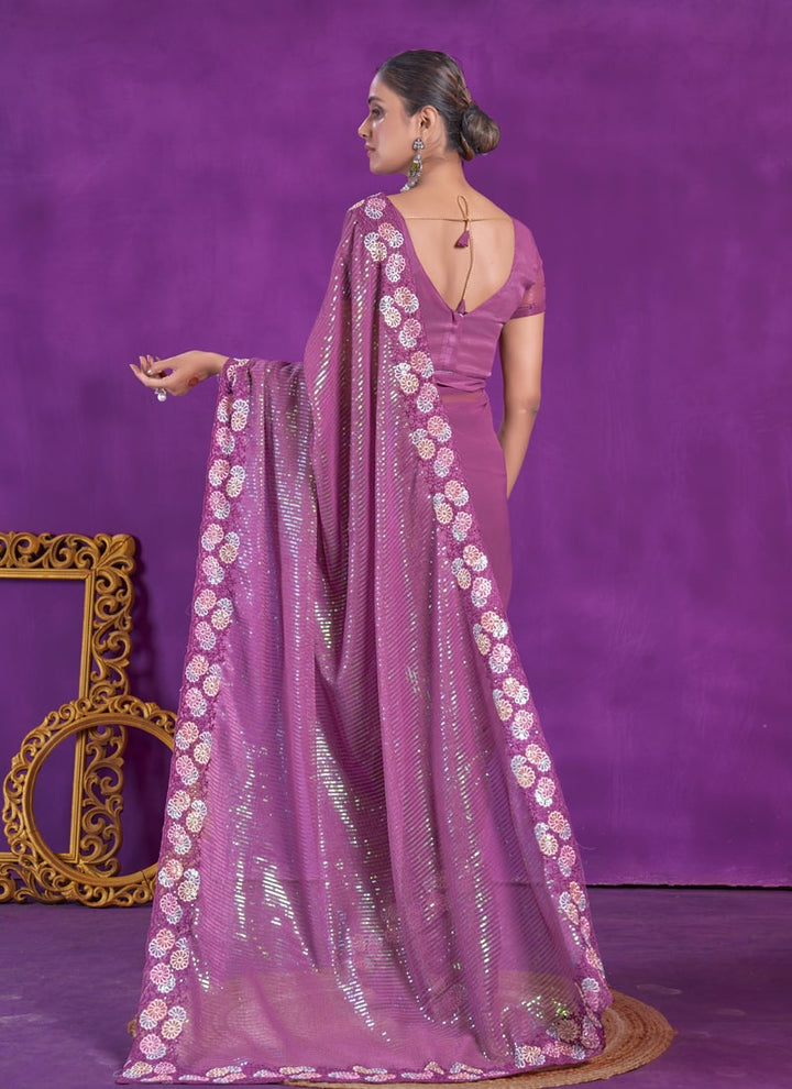 lassya Fashion Purple Party Wear Saree in Simar Silk