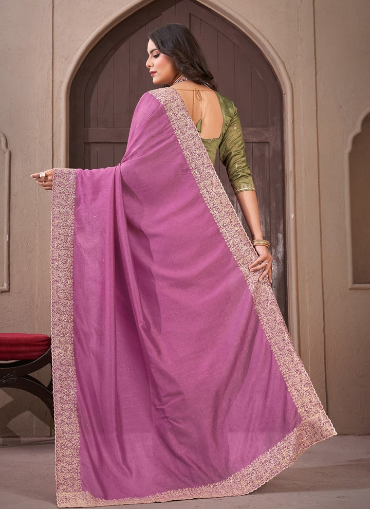 lassya Fashion Lavender Festive Wear Saree in Vichitra Blooming Fabric