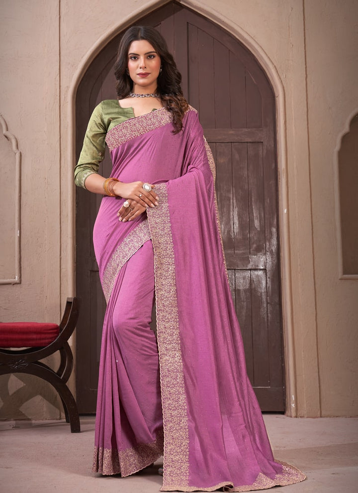 lassya Fashion Lavender Festive Wear Saree in Vichitra Blooming Fabric