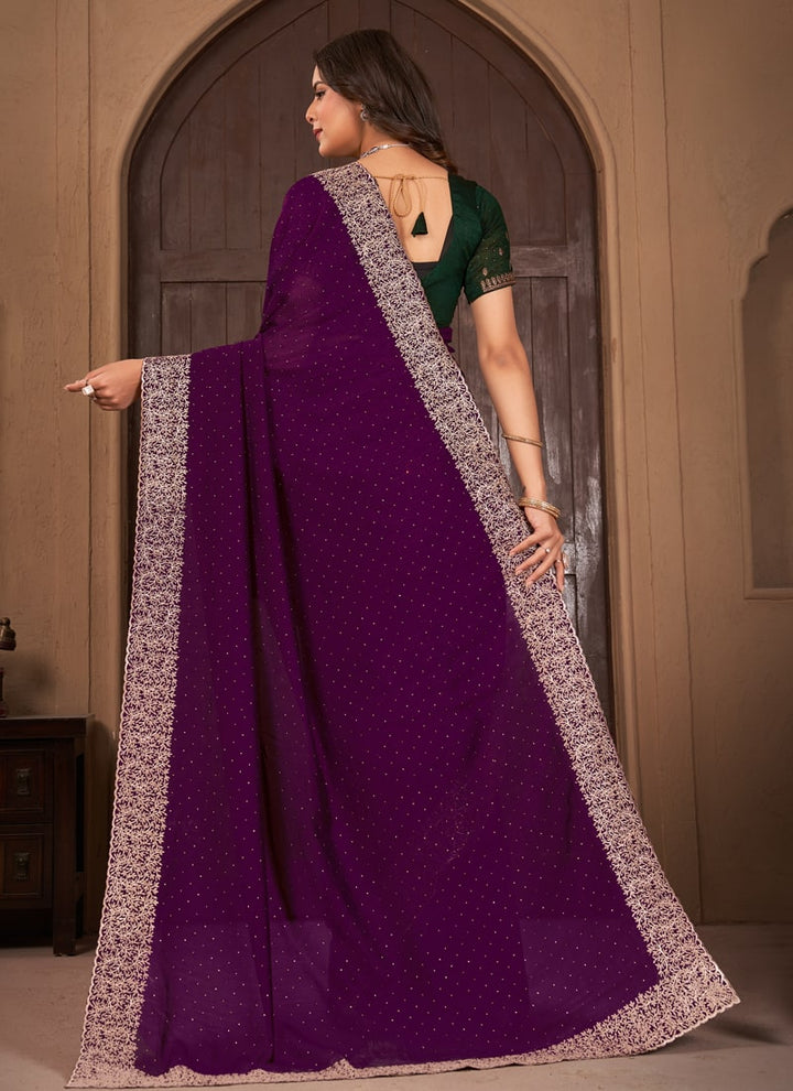 lassya Fashion Purple Festive Wear Saree in Vichitra Blooming Fabric