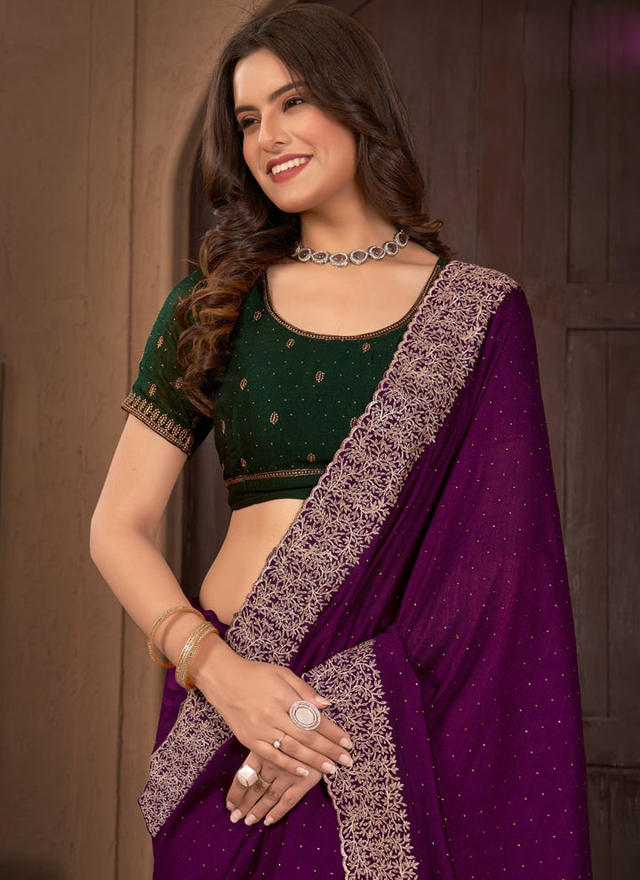 lassya Fashion Purple Festive Wear Saree in Vichitra Blooming Fabric