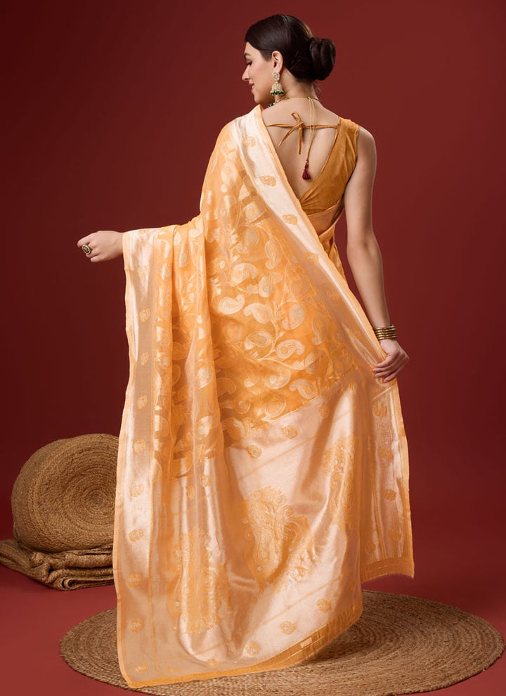 Lassya Fashion Royal Orange Cotton Digital Print Festive Wear Saree