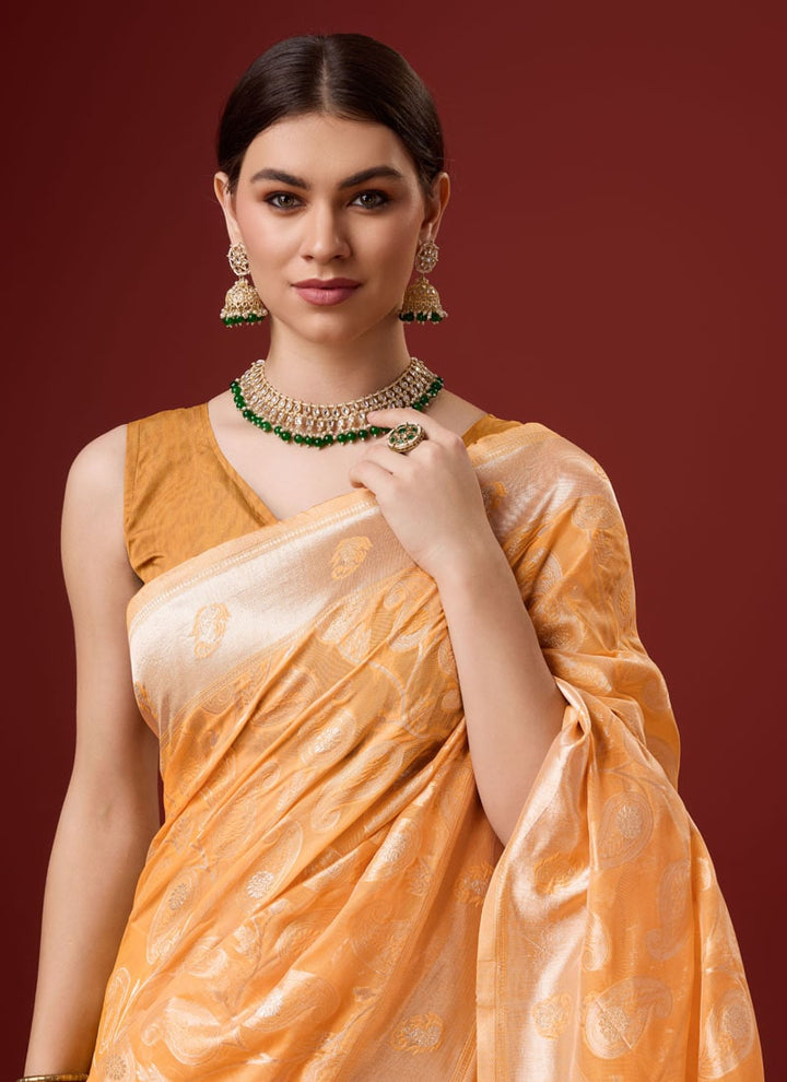 Lassya Fashion Royal Orange Cotton Digital Print Festive Wear Saree