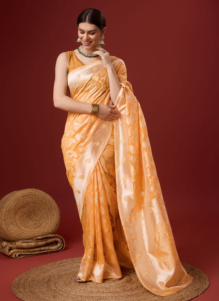 Lassya Fashion Royal Orange Cotton Digital Print Festive Wear Saree