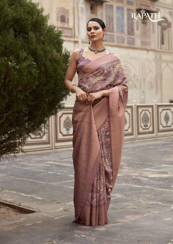 Lassya Fashion Lavender Soft Tissue Silk Wedding Saree with Contrast Border