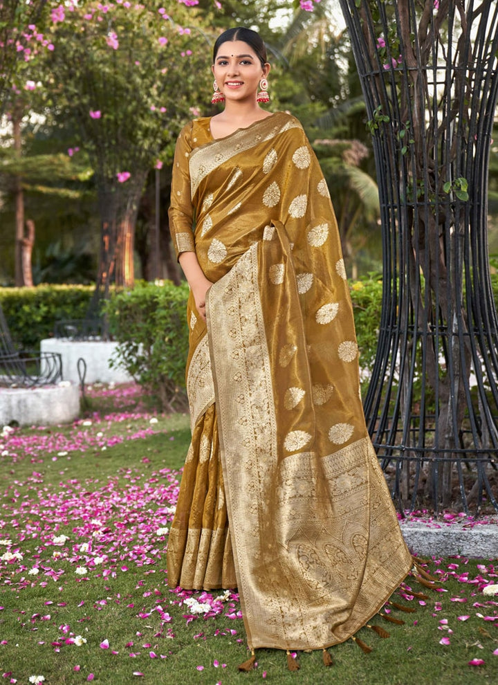 Lassya Fashion Mustard Simar Silk Saree with Matching Blouse