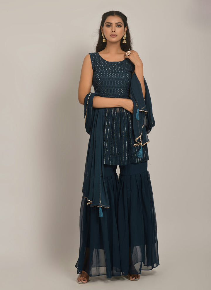 Lassya Fashion Embroidered Georgette Sharara Suit