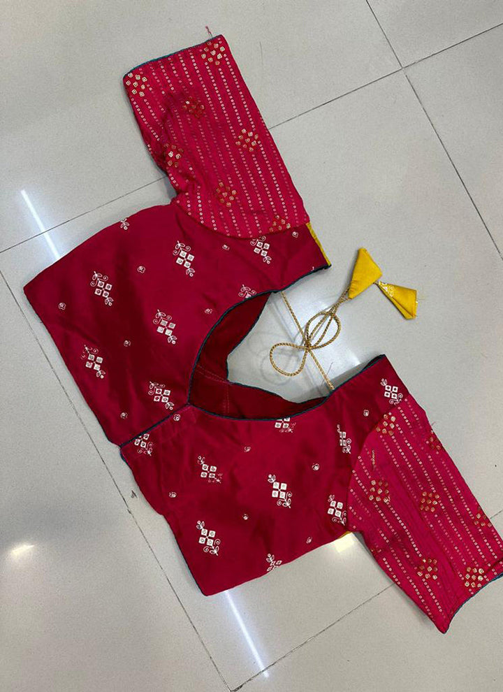 Lassya Fashion  Crimson Red Festive Wear Art Silk Lehenga Set