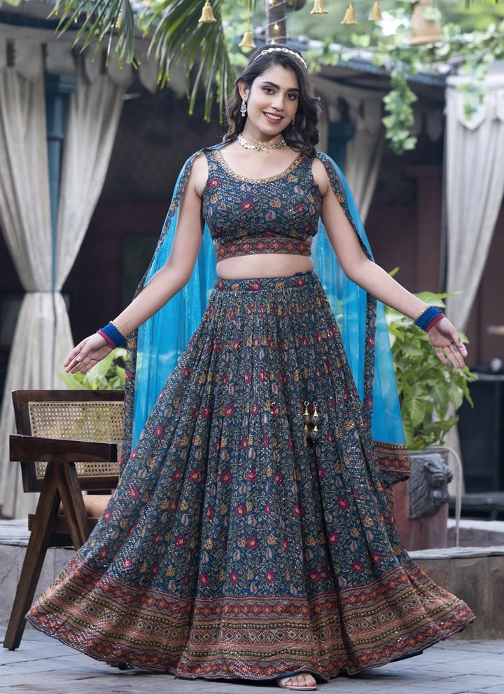 Lassya Fashion  Navy Blue Elegant Engagement Lehenga Set