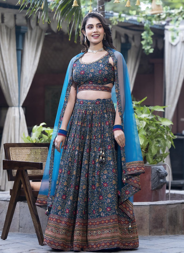 Lassya Fashion  Navy Blue Elegant Engagement Lehenga Set