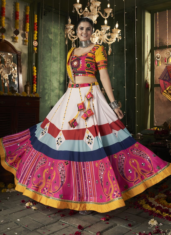 Lassya Fashion Multi Color Elegant Mirror Work Chaniya Choli