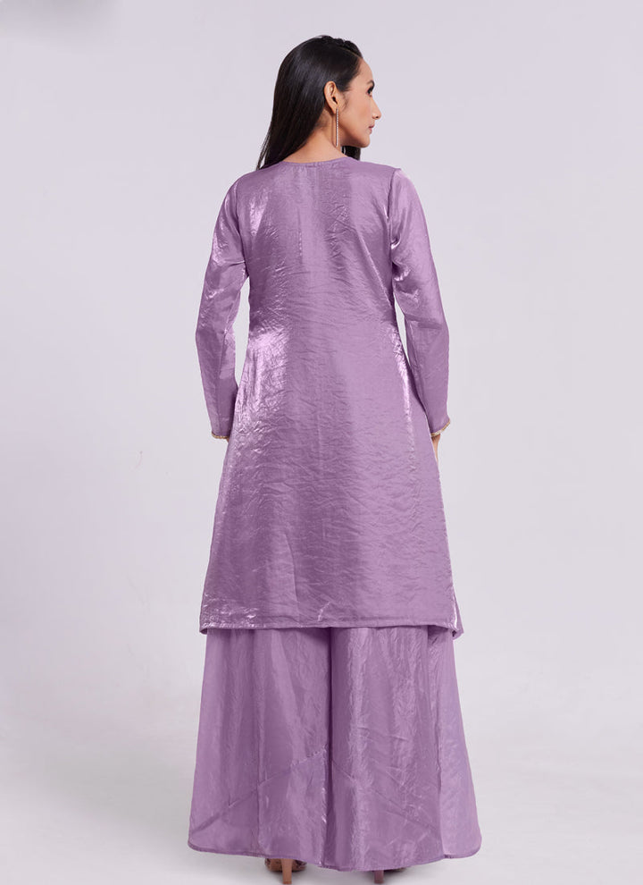 Lassya Fashion Lilac Handworked Pure Organza Straight Salwar Suit