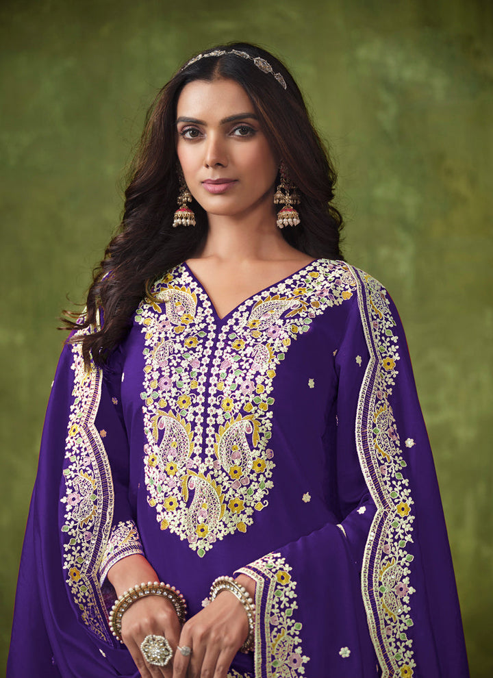 Lassya Fashion Midnight Blue Elegant PV Chanderi Straight Salwar Suit