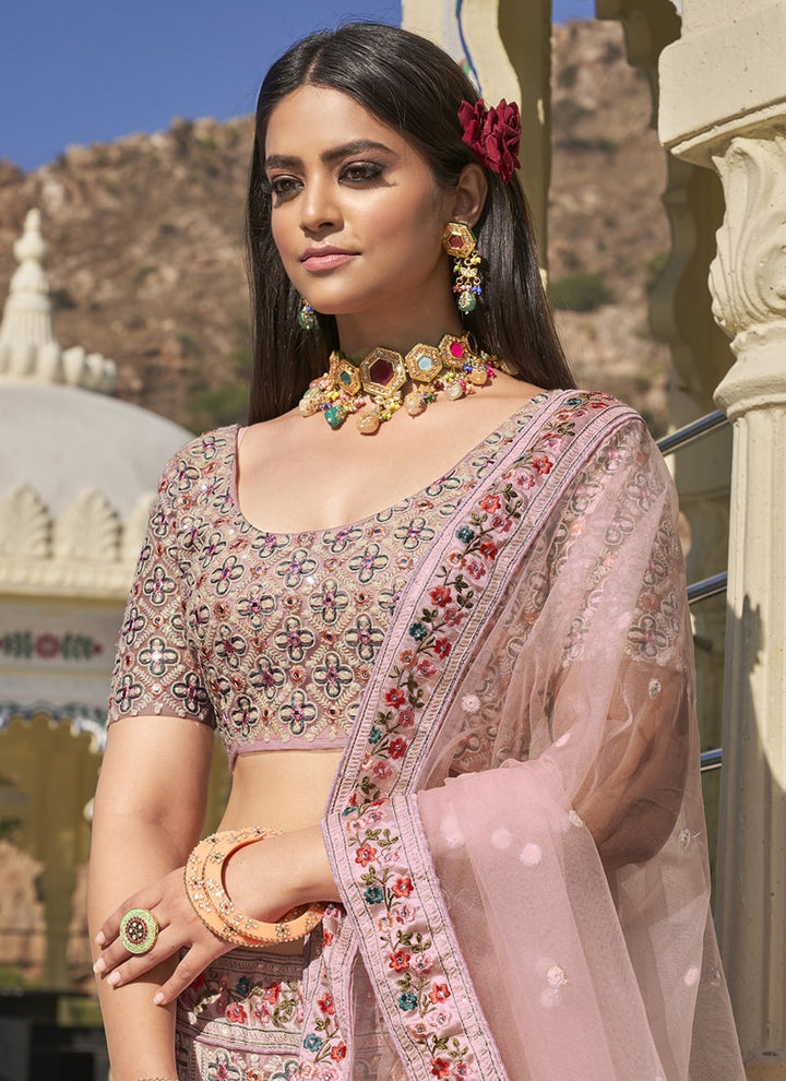 Lassya Fashion Pale Pink Glamorous Bridal Lehenga with Patch Embroidery