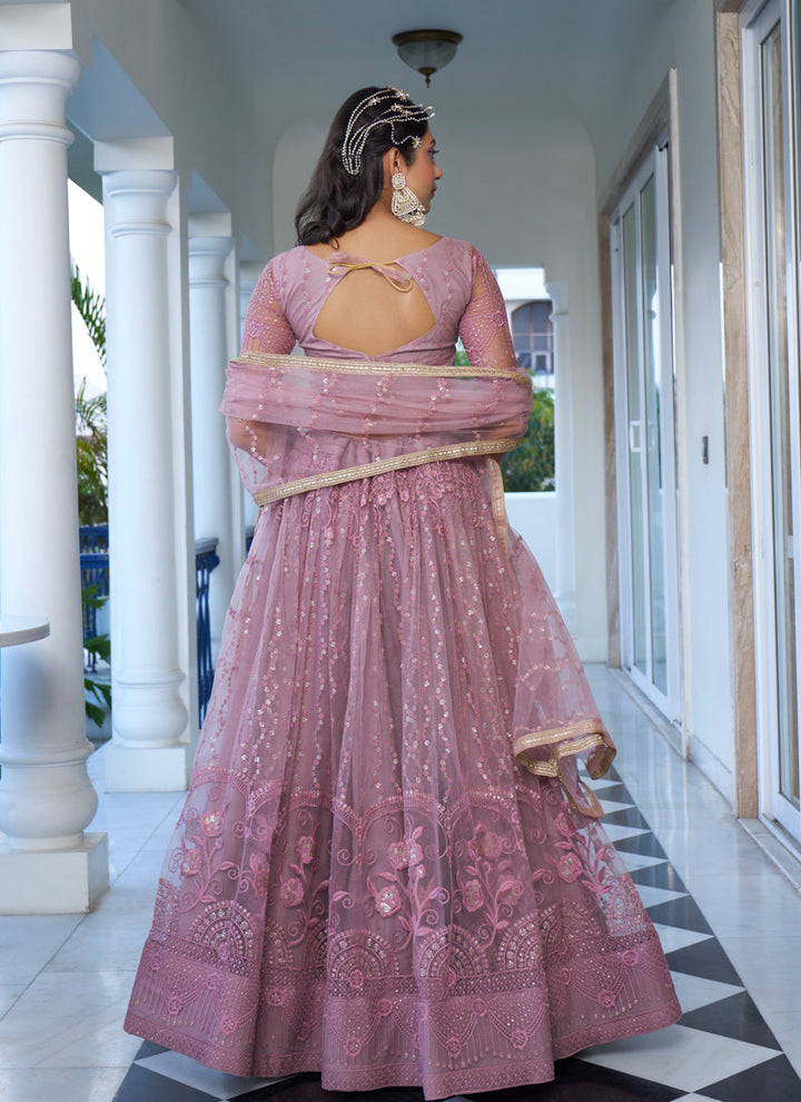 Lassya Fashion Dusty Pink Elegant Engagement Lehenga with Embroidery