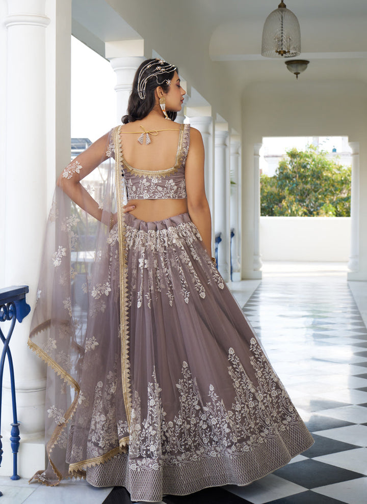 Lassya Fashion Grey Elegant Engagement Lehenga with Embroidery