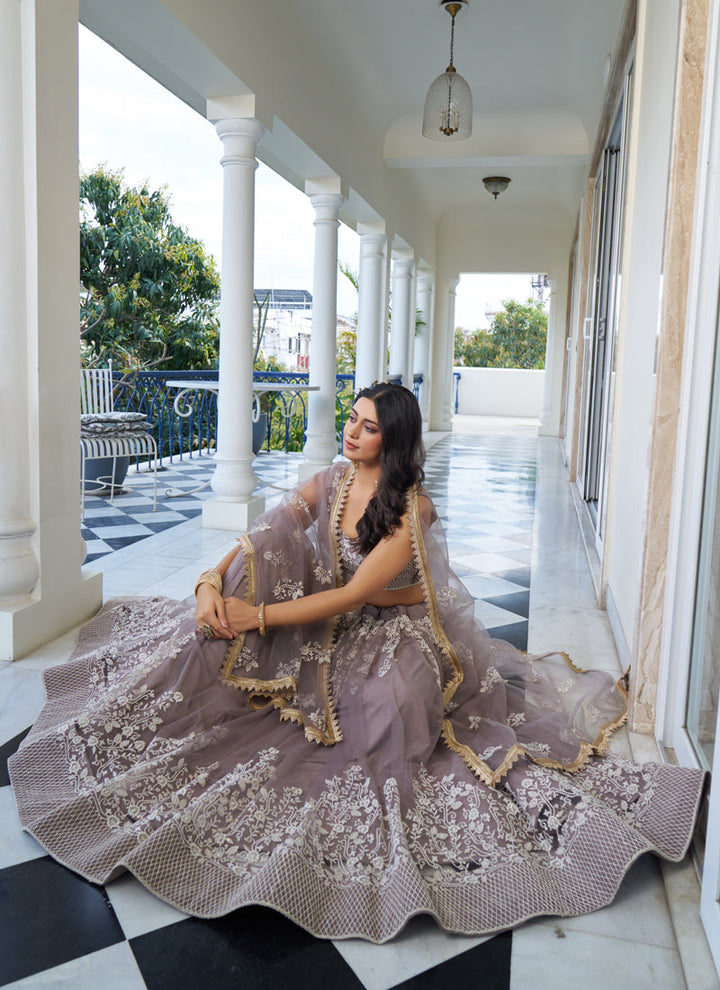 Lassya Fashion Grey Elegant Engagement Lehenga with Embroidery