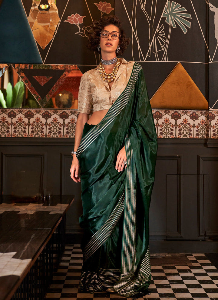 Lassya Fashion Forest Green Pure Viscose Handloom Party Wear Saree