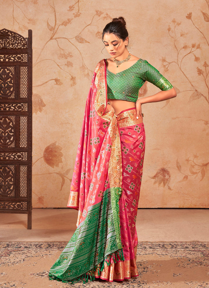 Lassya Fashion Pink Patola Silk Festive Wear Saree