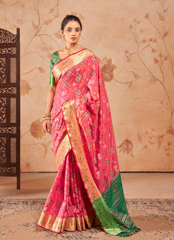 Lassya Fashion Pink Patola Silk Festive Wear Saree