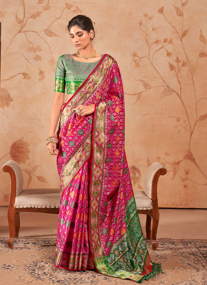 Lassya Fashion Bougainvillea Pink Patola Silk Festive Wear Saree