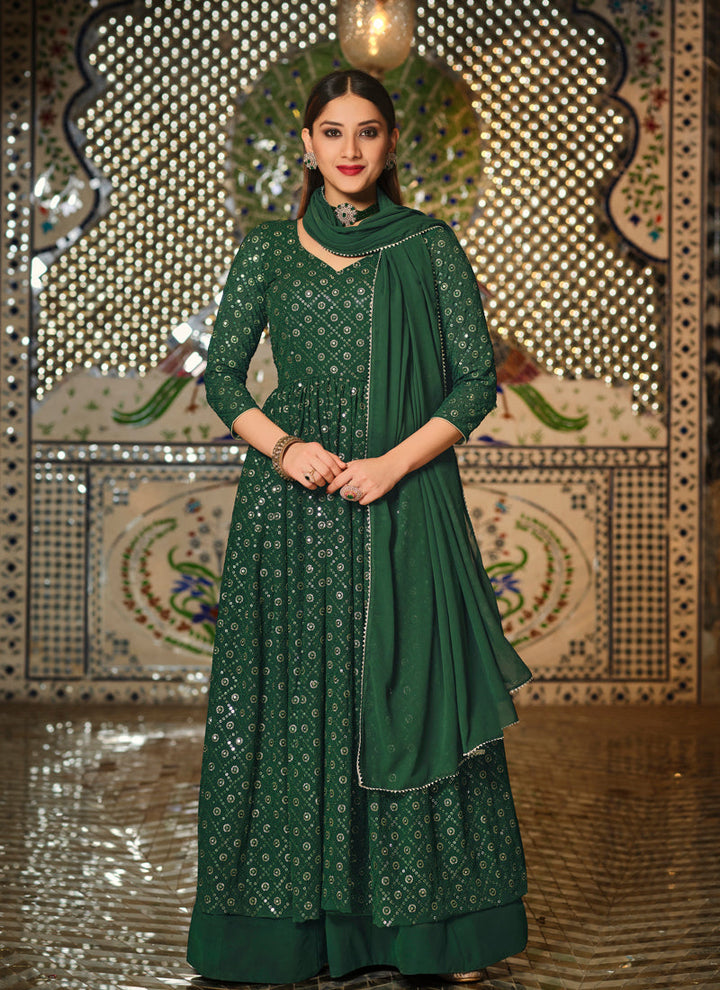 Lassya Fashion Bottle Green Elegant Wedding Wear Gown