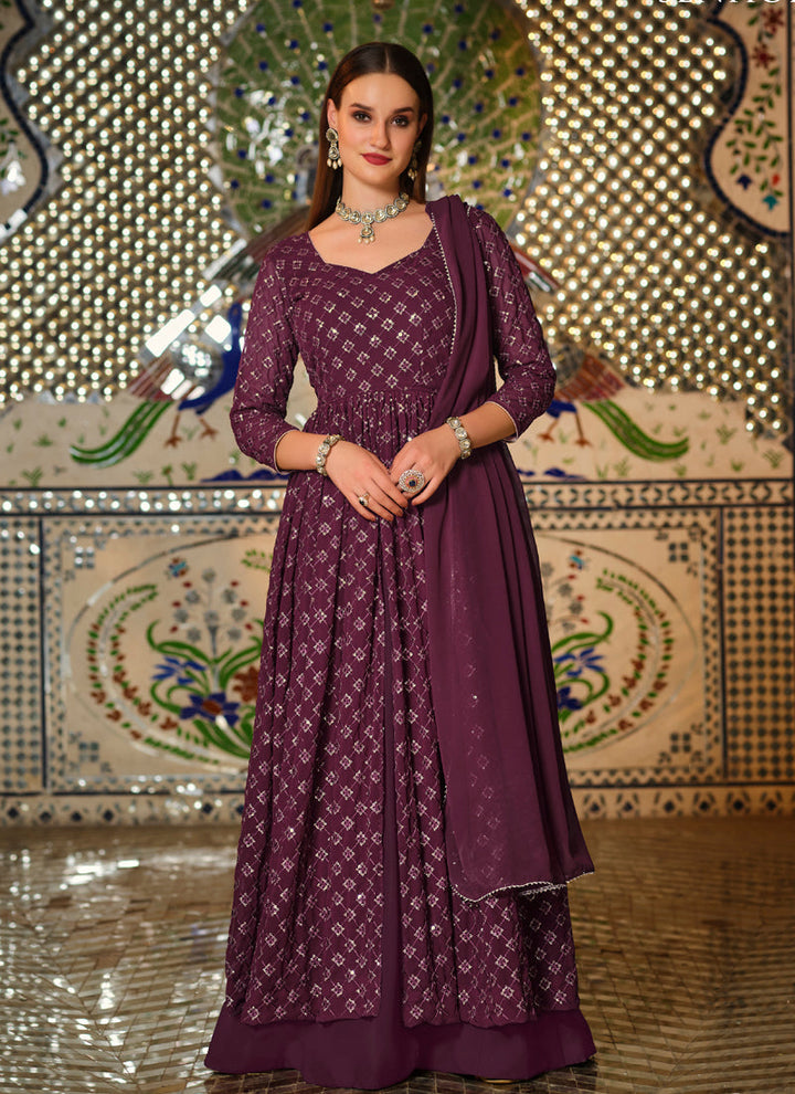 Lassya Fashion Purple Elegant Wedding Wear Gown