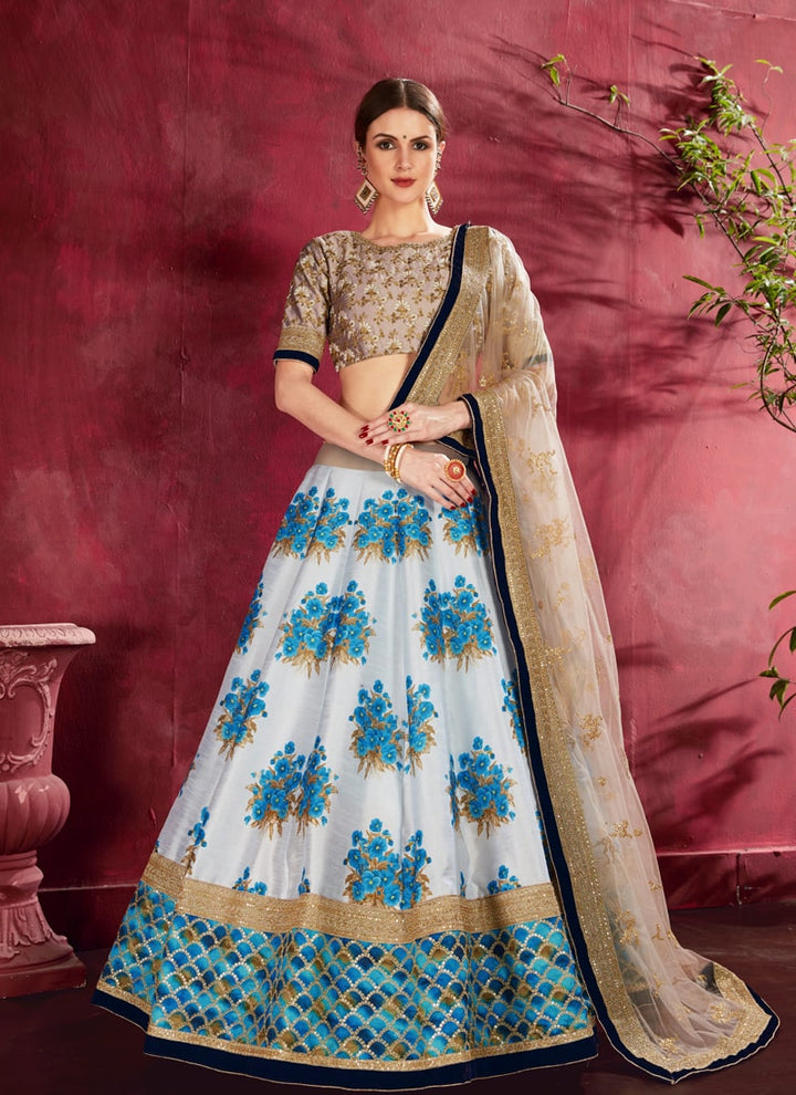 Lassya Fahion Cream-Beige Exquisite Floral Embroidered Designer Lehenga