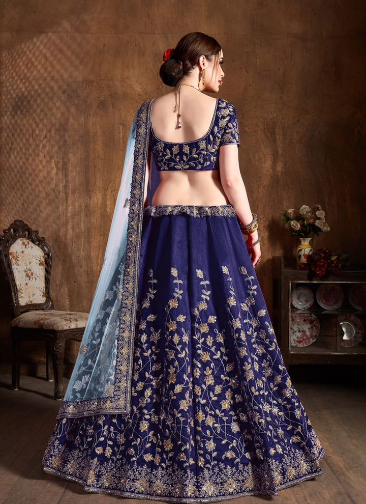 Lassya Fahion  Navy Blue Elegant Wedding Lehengas with Intricate Work