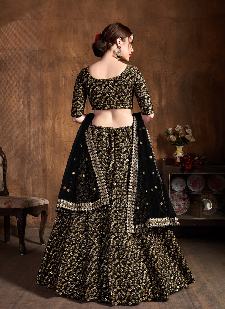 Lassya Fahion  Black Exquisite Wedding Lehengas with Dori and Zari Work