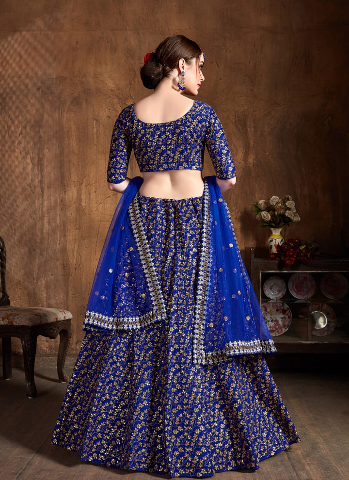 Lassya Fahion  Royal Blue Exquisite Wedding Lehengas with Dori and Zari Work