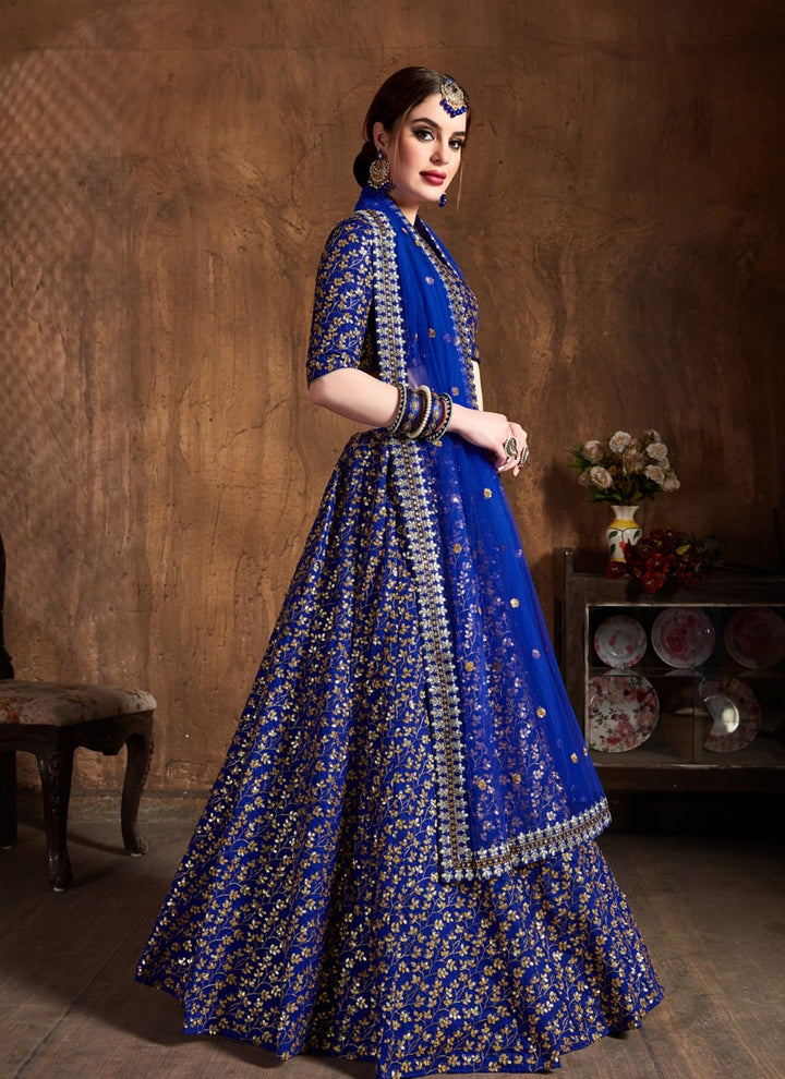 Lassya Fahion  Royal Blue Exquisite Wedding Lehengas with Dori and Zari Work