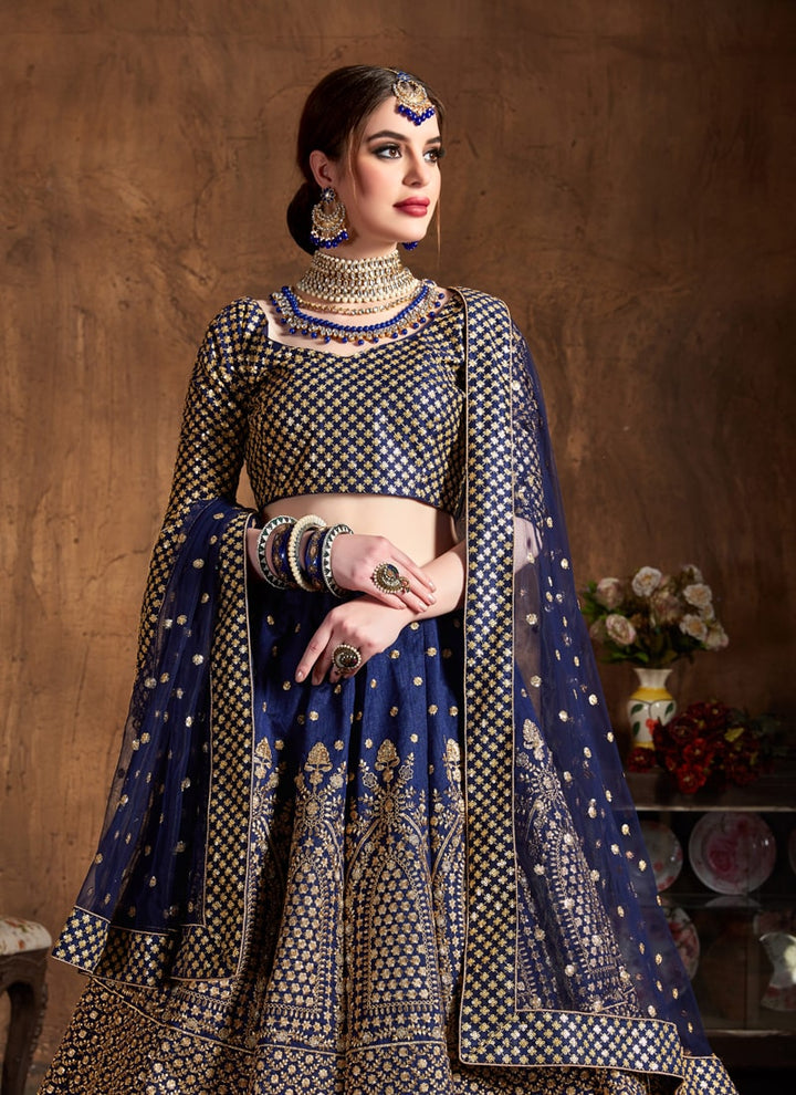 Lassya Fahion  Midnight Blue Stunning Wedding Lehengas with Luxury Embellishments