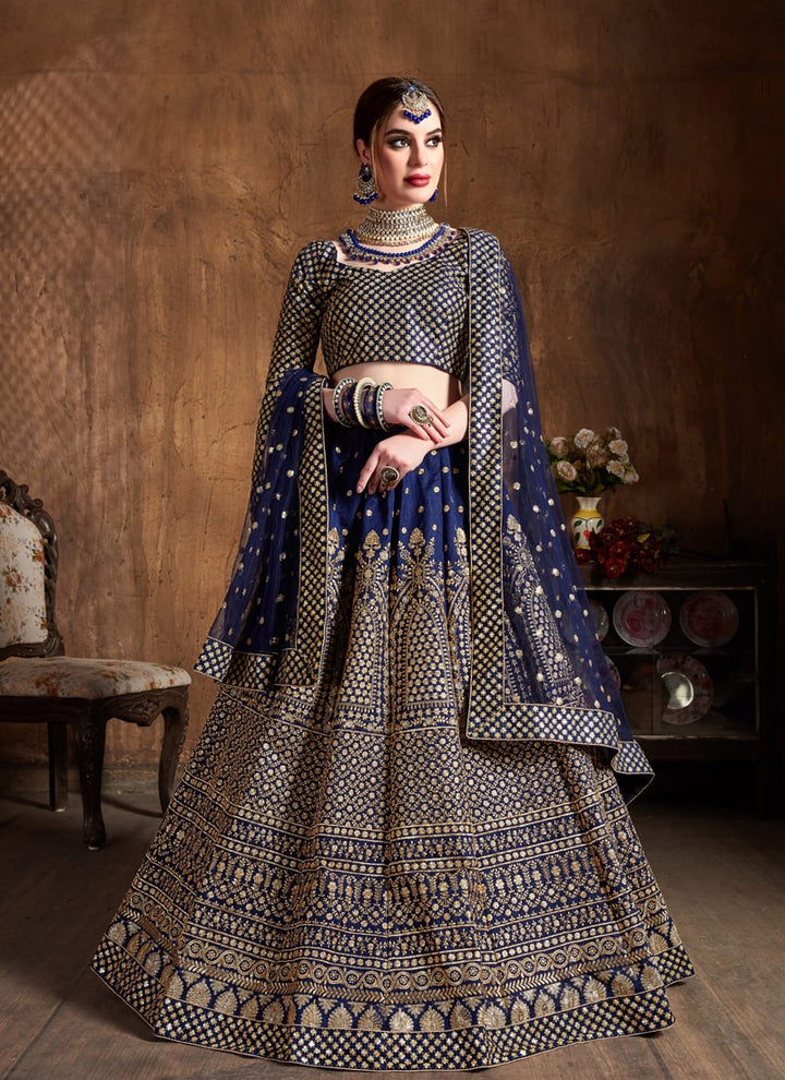 Lassya Fahion  Midnight Blue Stunning Wedding Lehengas with Luxury Embellishments