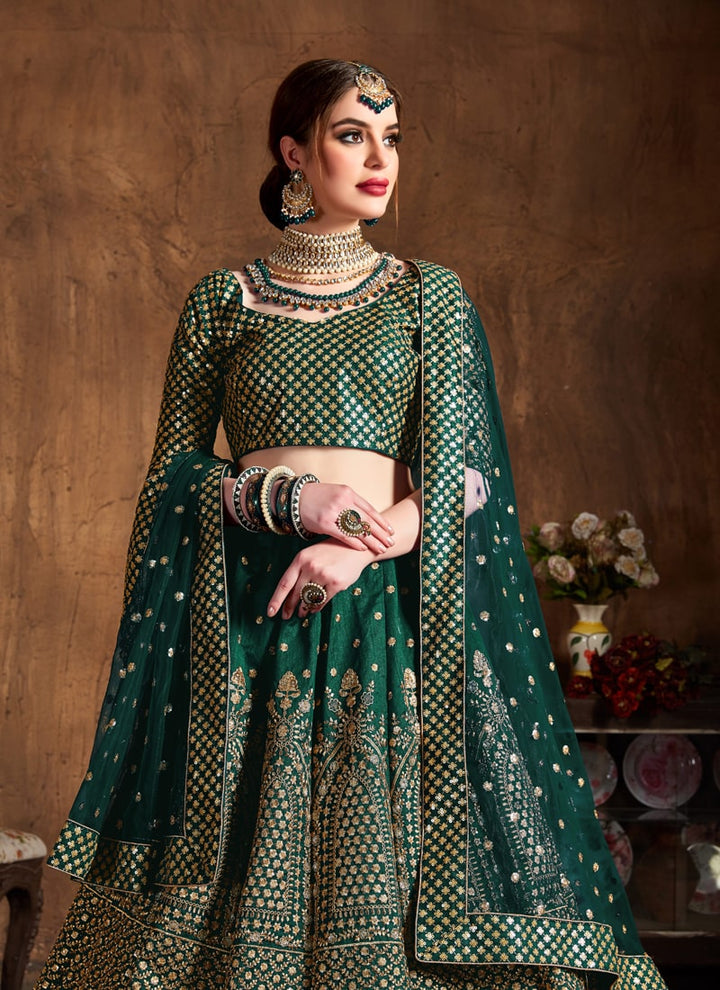 Lassya Fahion  Green Stunning Wedding Lehengas with Luxury Embellishments