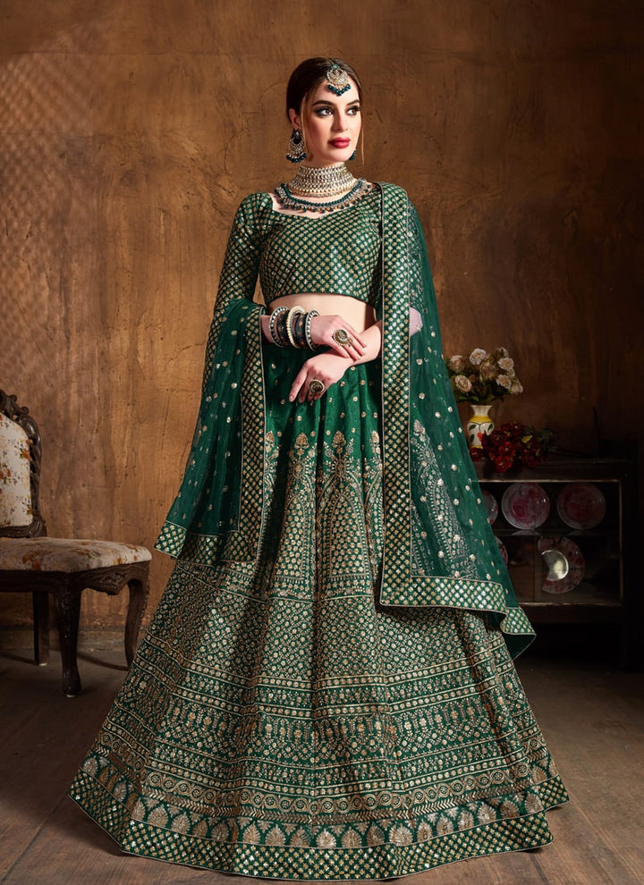 Lassya Fahion  Green Stunning Wedding Lehengas with Luxury Embellishments