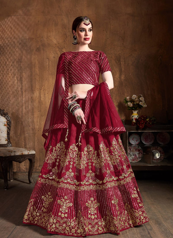 Lassya Fahion  Red Luxury Wedding Lehengas with Dori and Diamond Embellishments