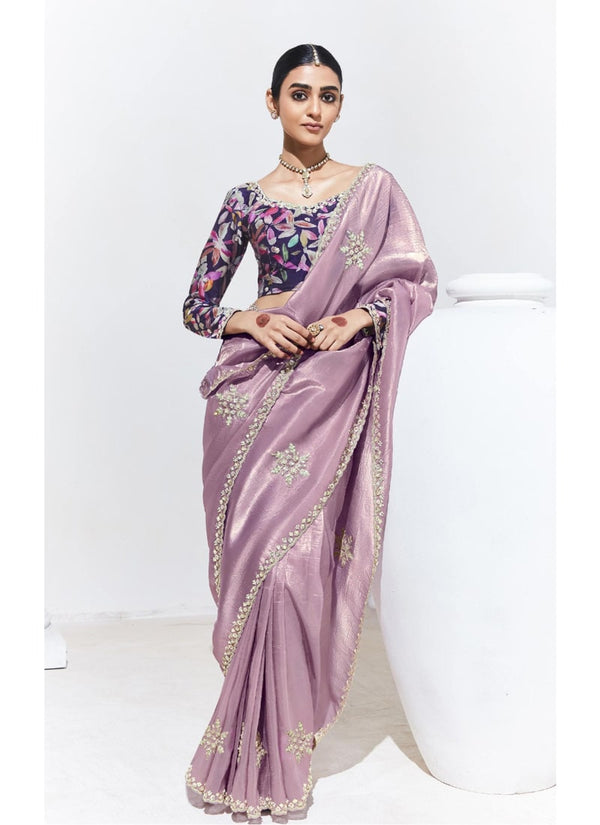 Lassya Fahion Lavender Trendy Festive Wear Saree with Sequins and Embroidery