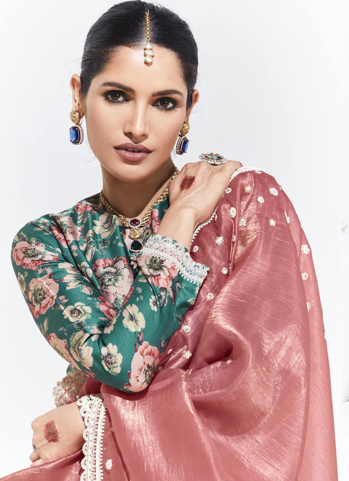 Lassya Fahion Light Mauve Trendy Festive Wear Saree with Sequins and Embroidery